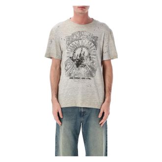 Golden Goose T-Shirts, male, Gray, Size: XL Vintage Print T-shirt