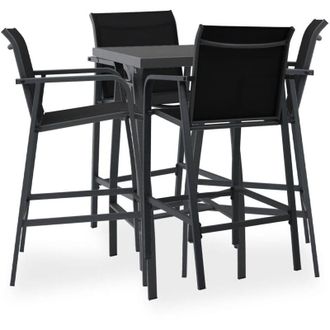 vidaXL Conjunto De Bar Para Jard&iacute;n 5 Piezas Negro Vidaxl