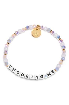 Little Words Project Choosing Me Beaded Stretch Bracelet in White at Nordstrom, Size Small