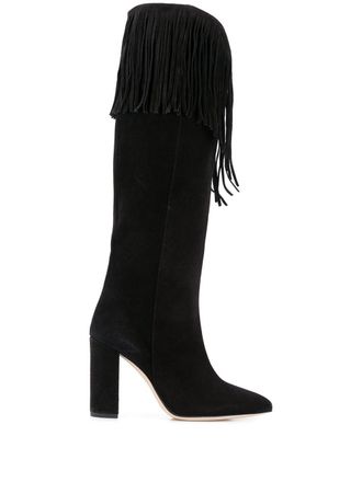 PARIS TEXAS fringed boots - women - Calf Leather/Calf Leather/Suede - 36 - Black