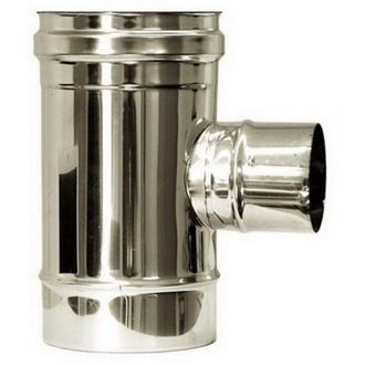 MBM Tubo De Humos De Pared Doble Aislado De Acero Inoxidable Con Uni&oacute;n En T De 90&deg; Reducido A 80&deg; Dn 250/300