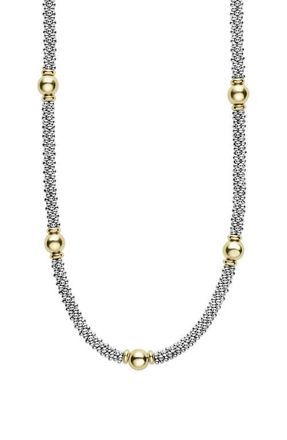 Lagos Signature Caviar Bead Station Necklace in Two Tone at Nordstrom, Size 18