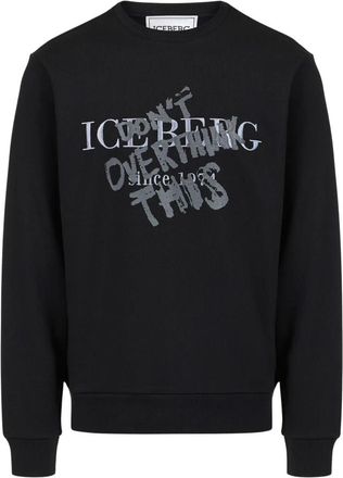Iceberg Logo Geborduurd Sweatshirt - Heren - Sweatshirts - Zwart - L - Katoen - Hoodies & sweatvesten