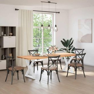 Berkfield Home Modern Dining Table Legs 2 pcs White 80x(72-73.3) cm Steel