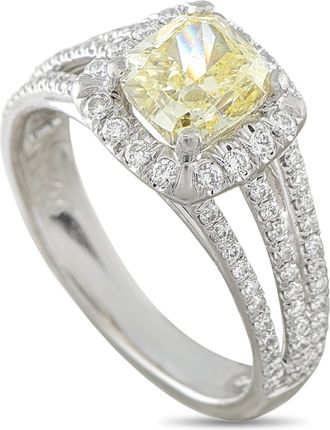 Luxury Bazaar 14K White Gold 2.16ct Fancy Yellow Diamond Ring MF01-073026