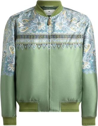 Etro Bomberjack met Paisley Print - Heren - Bomber jackets - Groen - S - Jassen