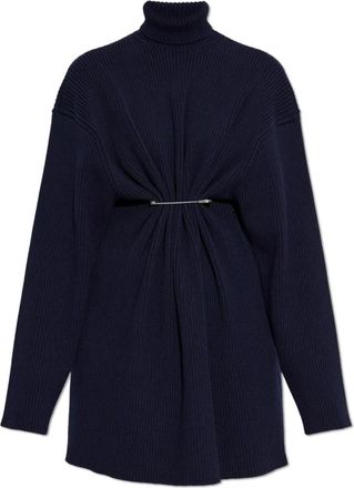 Balenciaga Turtleneck jurk - Dames - Kleedjes - Blauw - M - Katoen - Kleedjes