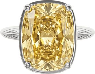 Sterling Forever Sterling Silver Elongated Cushion Light Yellow CZ Cocktail Ring