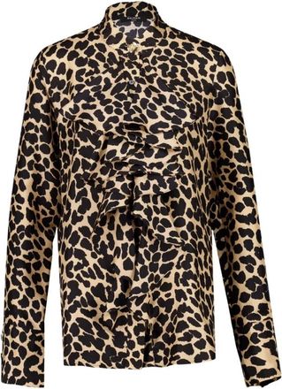 Balmain Blouse met Luipaardprint en Ruches - Dames - Blouses - Veelkleurig - XS - Overhemden