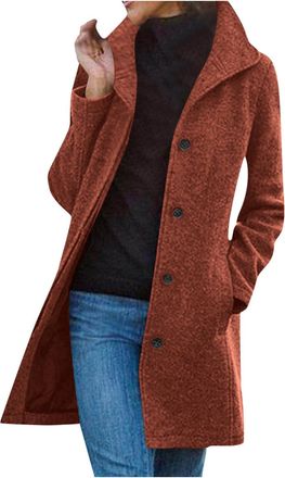 Generic Womens Wool Coat Uk Warm Medium Length down Winter Coats Ladies Lightweight Windbreak Jacket Single-Breasted Winters Longline Trench Coats Warm Outwea