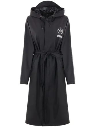 Rains x 10 Corso Como ceintuur regenjas met print - Zwart
