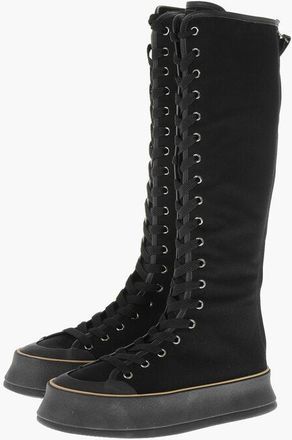 Max Mara Tall Cotton Boots in Solid Color with 4cm Sole size 37