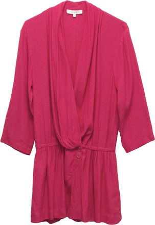 Iro Crossover Hot Pink Rayon Playsuit with Cropped Sleeves Size XXS