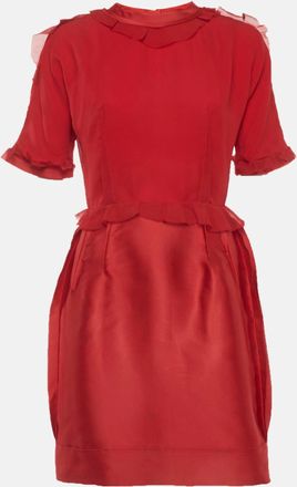 Lanvin Red Crepe And Silk Mini Dress