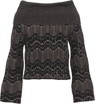 D.exterior Jersey de Viscosa con Lentejuelas - Knitwear - Mujer - Marr&oacute;n - M