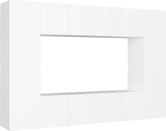 vidaXL 8 Piece TV Cabinet Set White Engineered Wood vidaXL