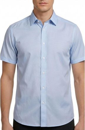 Report Collection Geo Print Short Sleeve Stretch Button-Up Shirt in Blue at Nordstrom Rack, Size Xx-Large