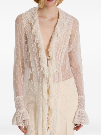 032c Sheer Tulle Blouse - Cream