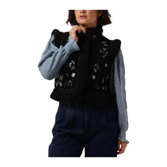 Antik Batik Jassen, Dames, Zwart, S, Polyester, Zwarte Elegante Gilet Blazer