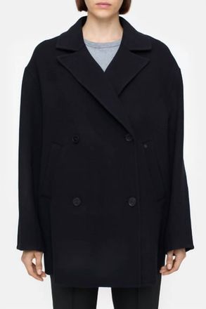 Closed Double Breasted Coat In Black