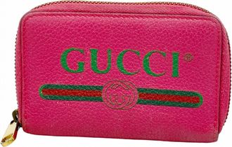 Gucci Pink Leather Coin Purse/Coin Case (Pre-Owned)