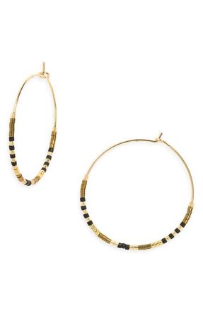 Nordstrom Bead Accent Hoop Earrings in Brown Multi- Gold at Nordstrom