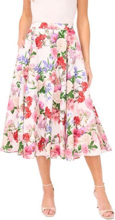 Ted Baker Ida Floral Circle Midi Skirt in Ultra White at Nordstrom, Size 14