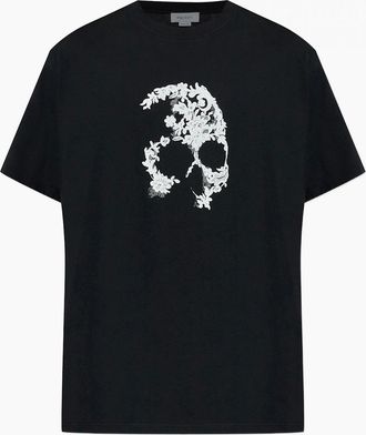Alexander McQueen Alexander Mcqueen Mens Lace Skull Print T-Shirt Black - Size: 36