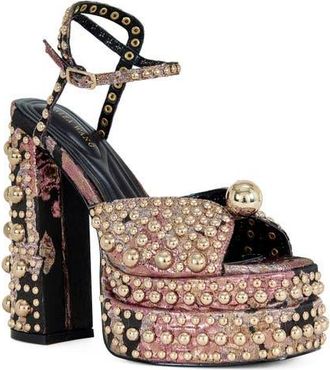 Azalea Wang Hananiah Studded Platform Sandal in Black Multi at Nordstrom, Size 7.5