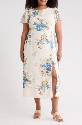 Sugarlips Jacinta Floral Midi Dress in Cream-Multi at Nordstrom, Size 2 X