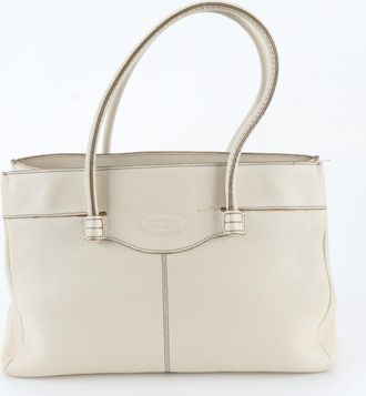 Tod's Ivory Leather Handbag Shoulder Bag Tote Bag (Pre-Owned)