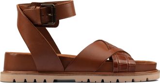 Clarks Womens 261586434 Sandal, Dark Tan Combi Leather, 4.5 UK