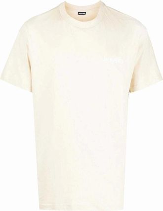 Jacquemus Mens Jacquemus Le T-Shirt Logo Light Beige Tan Neutrals - White - Size: 38