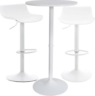 Clp Clp - Conjunto De 2 Taburetes De Bar & 1 Mesa Alta Fernie Blanco