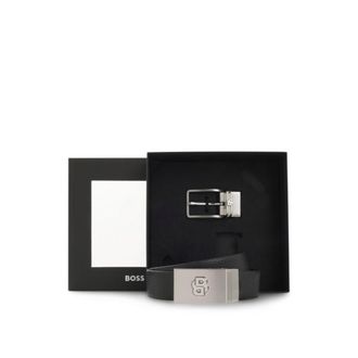BOSS Leather belt with Double B monogram buckle