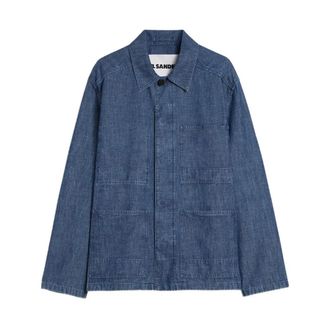 Jil Sander Sobrecamisa de Chambray con Bolsillos de Parche - Jackets - Hombre - Azul - M