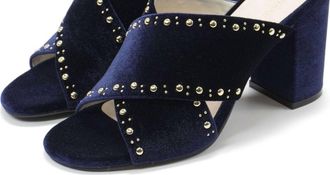 Cole Haan Womens Gabby Studded Slip-On Sandals In Blue Velvet