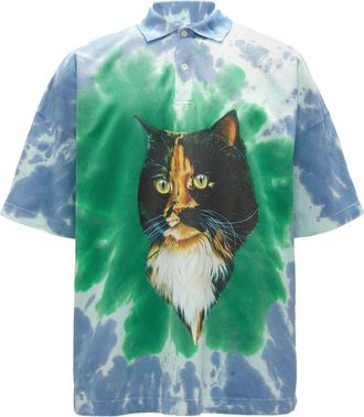 J.W.Anderson tie-dye organic cotton polo shirt - men - Organic Cotton - S - Blue