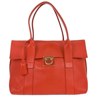 Ferragamo Sookie Satchel Leather Red Leather Handbag (Pre-Owned)