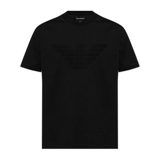 Emporio Armani Logo Jacquard Katoenen T-shirt met Korte Mouwen - Heren - T-shirts - Zwart - XS - Katoen - Tops
