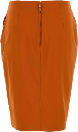 Saint Laurent Womens Jupe Base Skirt Orange Viscose Cupro Elastane
