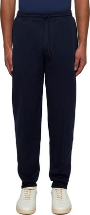 Brunello Cucinelli Mens Fleece Joggers, Blue Cotton Trousers