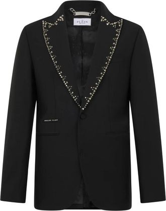 Philipp Plein Lord Fit Blazer Studs - Heren - Blazers - Zwart - 2XL - Wol - Jassen