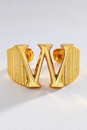 Luv AJ Initial Ridged Signet Ring