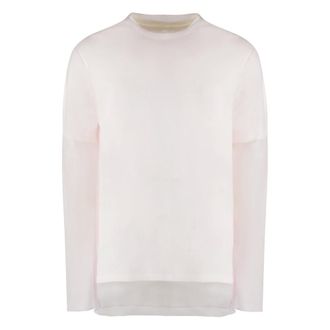 Jil Sander Long Sleeve Tops, male, White, Size: S Layered Cotton T-shirt