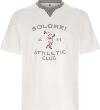 Brunello Cucinelli White Graphic Crew Neck T-Shirt