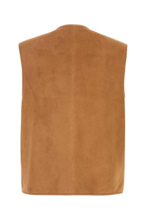 Umit Benan Mens Camel Shearling Vest Honey Exterior: Giacche E Gilet