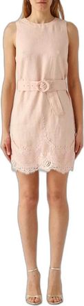 Twinset Mini abito in lino con inserti in pizzo - - Dresses - Donna - Rosa - M