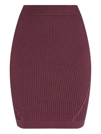 Balmain ribbed mini skirt - women - Viscose/Polyester - 36 - Purple