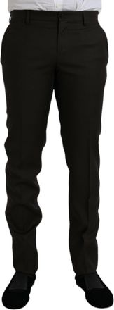 Dolce & Gabbana Dark Brown Wool Slim Fit Formal Mens Pants